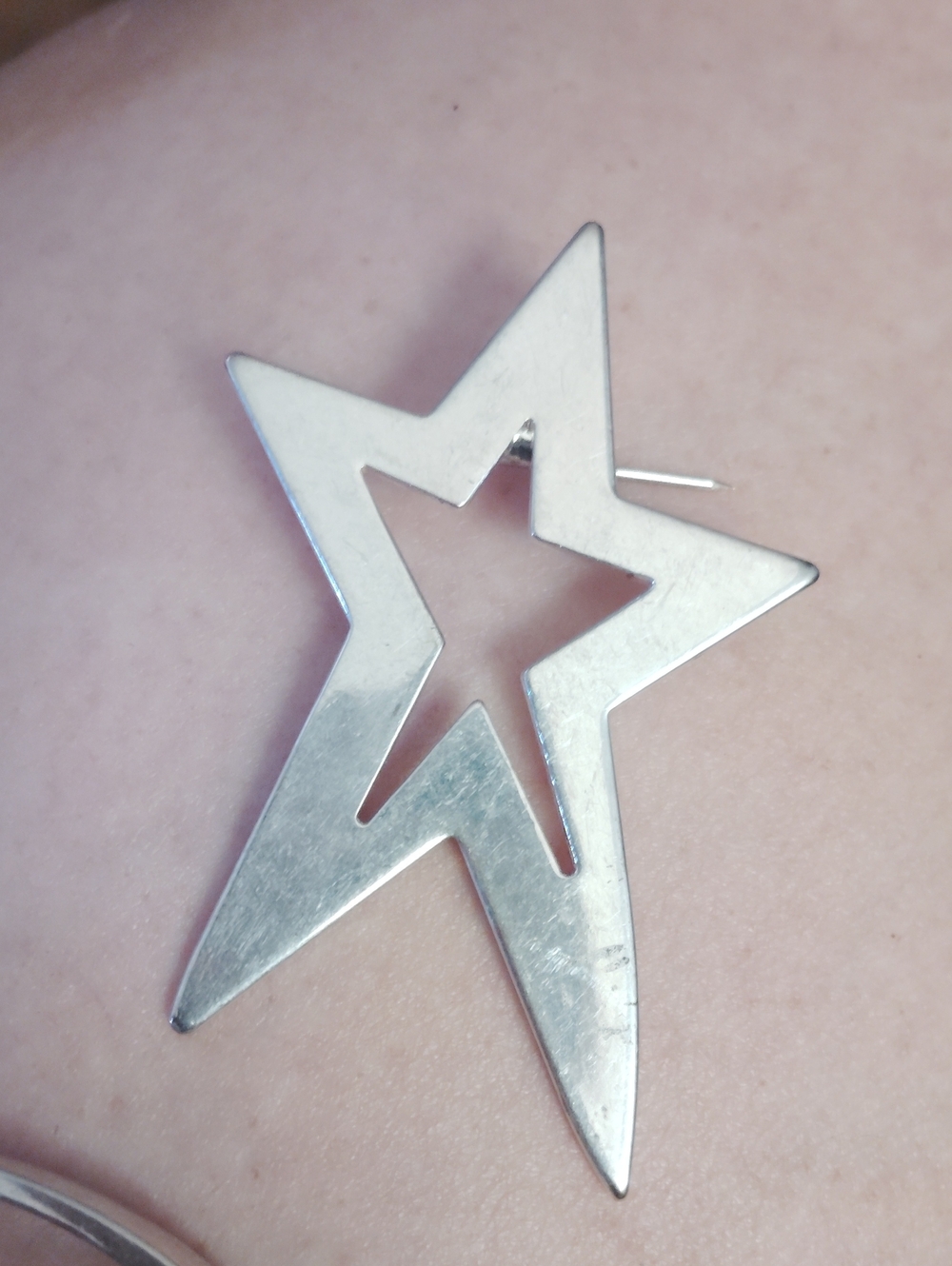 Silver Star Cutout Brooch Pin - Women's Accessory